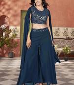 Teal blue color beautiful wedding special brides maid favorite ceremonial choli palazzo dress