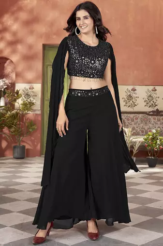 Black color beautiful wedding special bridesmaid favorite ceremonial choli palazzo dress