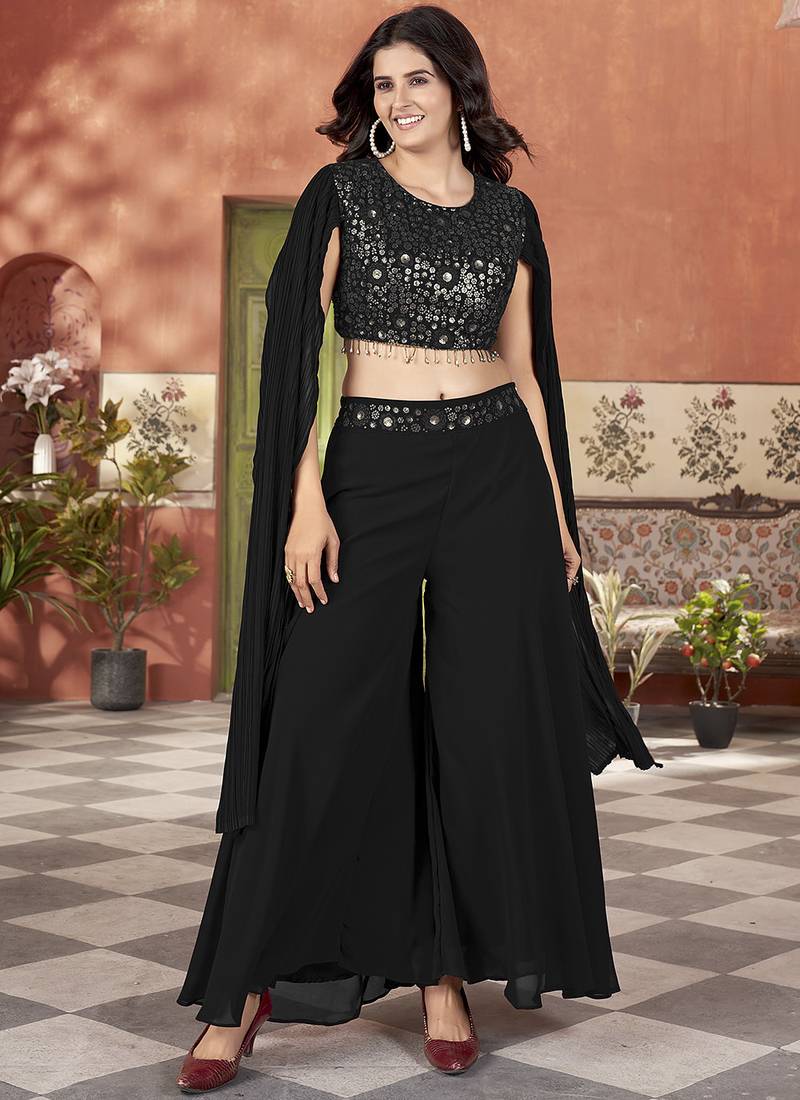 Black color beautiful wedding special bridesmaid favorite ceremonial choli palazzo dress