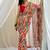 Multicolor chiffon saree in leheriya with scallop border mirror cut-work