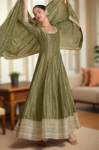 Pista anarkali viscose shimmer dress
