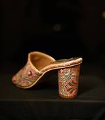 Colourful brocade ethnic mules with round heels