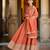 Orange color heavy glamorous ceremonial wear anarkali viscose shimmer dress