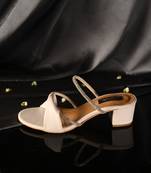 White rhinestone straps blocks heels