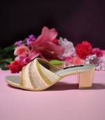 Bead work block heel