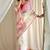 White handpainted floral chiffon saree with gota detailing