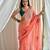 Peach handpainted floral chiffon saree with gota detailing