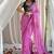 Purple handpainted floral chiffon saree with gota detailing