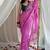 Purple handpainted floral chiffon saree with gota detailing