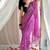 Purple handpainted floral chiffon saree with gota detailing