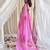 Purple handpainted floral chiffon saree with gota detailing