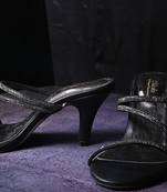 Black rhinestone strappy black heels