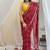 Red bandhej work chiffon saree