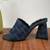 Denim slip on with triangle block heels