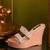 Peach nude wedges with beadwork