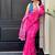 Pink ikkat handwoven cotton saree wth handmade tassels