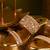 Gold dual strap handwork wedges