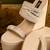 White dual strap handwork wedges