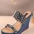 Denim studded wedges