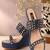 Denim studded wedges