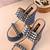 Denim studded wedges