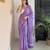 Purple hand block printed mul cotton saree with printed blouse