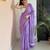 Purple hand block printed mul cotton saree with printed blouse