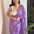 Purple hand block printed mul cotton saree with printed blouse