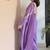 Purple hand block printed mul cotton saree with printed blouse