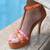 Neon & tan heels with studs