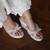 White handwork  wedges with beads and pearls
