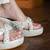 White handwork  wedges with beads and pearls