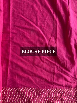 Pink hand block printed mul cotton saree with printed blouse 5