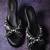 Black  handwork  wedges with beads and pearls