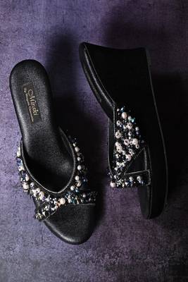 Black  handwork  wedges with beads and pearls 3