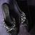 Black  handwork  wedges with beads and pearls