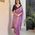 Purple hand block printed mul cotton saree with printed blouse