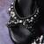 Black  handwork  wedges with beads and pearls