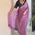 Purple hand block printed mul cotton saree with printed blouse