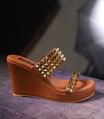 Tan studded wedges