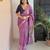Purple hand block printed mul cotton saree with printed blouse