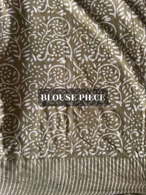Green hand block printed mul cotton saree with printed blouse 5