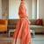 Orange color heavy glamorous ceremonial wear anarkali viscose shimmer dress