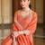 Orange color heavy glamorous ceremonial wear anarkali viscose shimmer dress