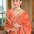 Orange color heavy glamorous ceremonial wear anarkali viscose shimmer dress