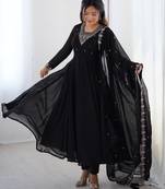 Black Flowy Kurti Set with Dupatta