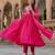 Pink embroidery chanderi silk aaliya cut kurta set with organza dupatta for women