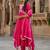Pink embroidery chanderi silk aaliya cut kurta set with organza dupatta for women