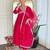 Pink embroidery chanderi silk aaliya cut kurta set with organza dupatta for women