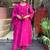 Rani pink floral embroidery chanderi silk a line kurta pant set with embroidery chanderi dupatta
